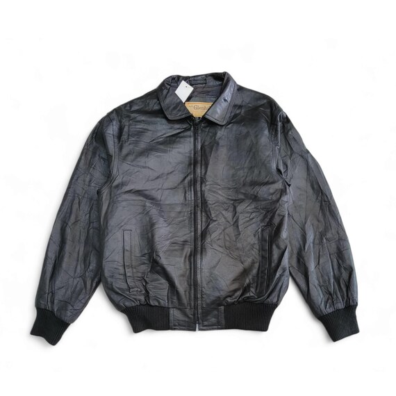 Vintage Art Glenhill Japanese Bomber Fashion Black Leather