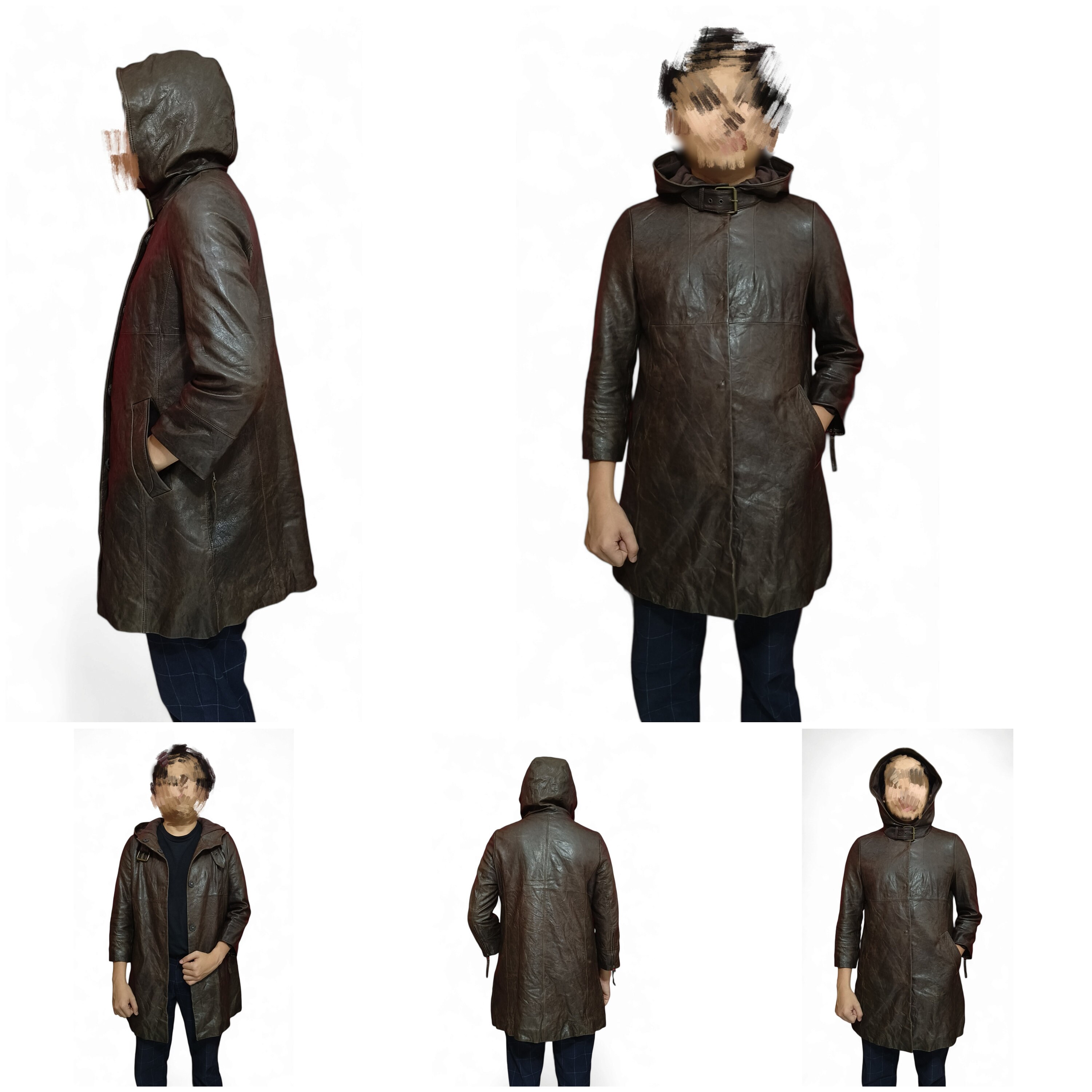 Veste Vintage En Peau De Mouton – Cuir Marron, Capuche – Taille IT42/M – Occasion Très Bon état