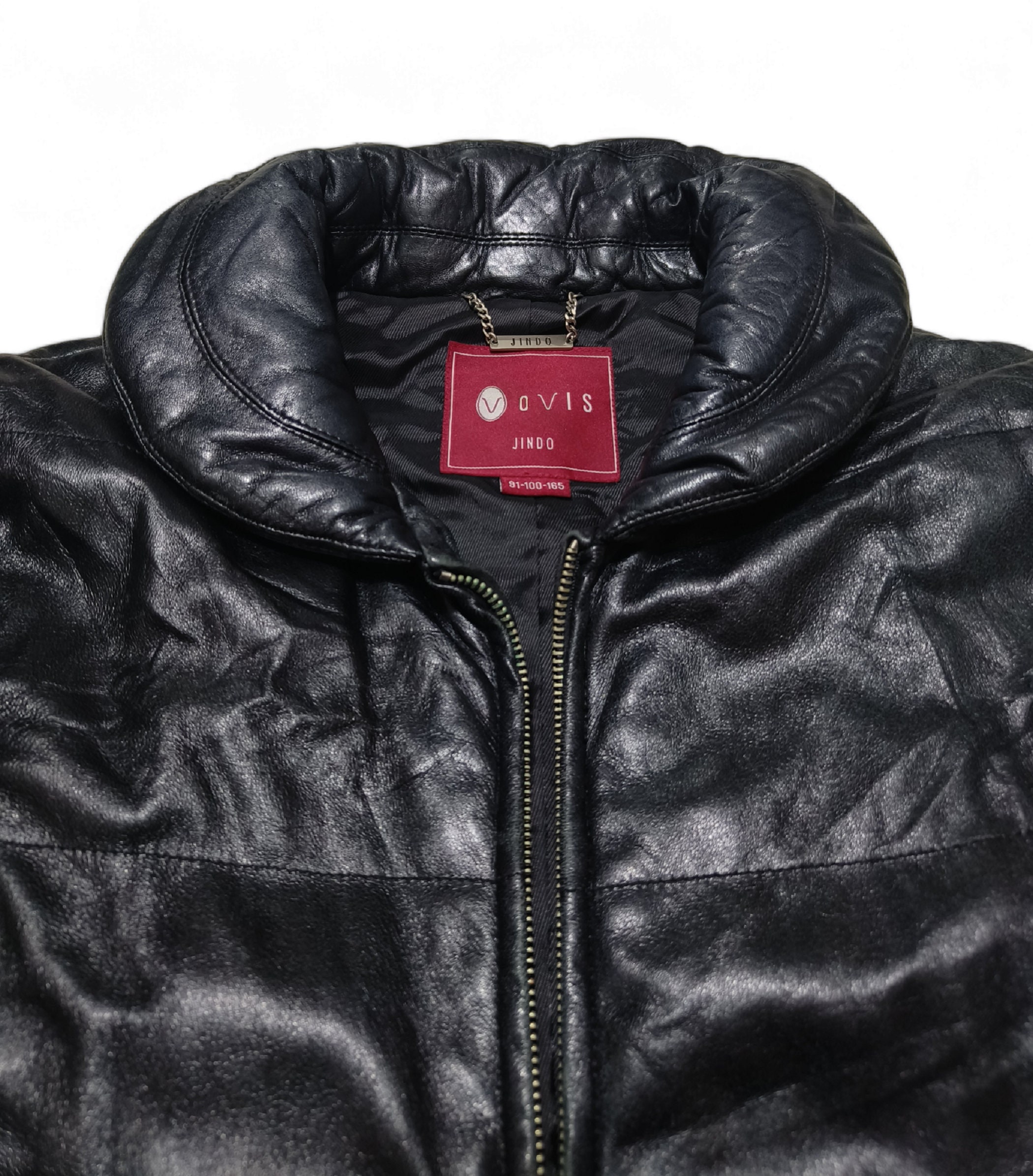 Vintage Y2K Women's JINDO OVIS Black Genuine Leather Coat Jacket