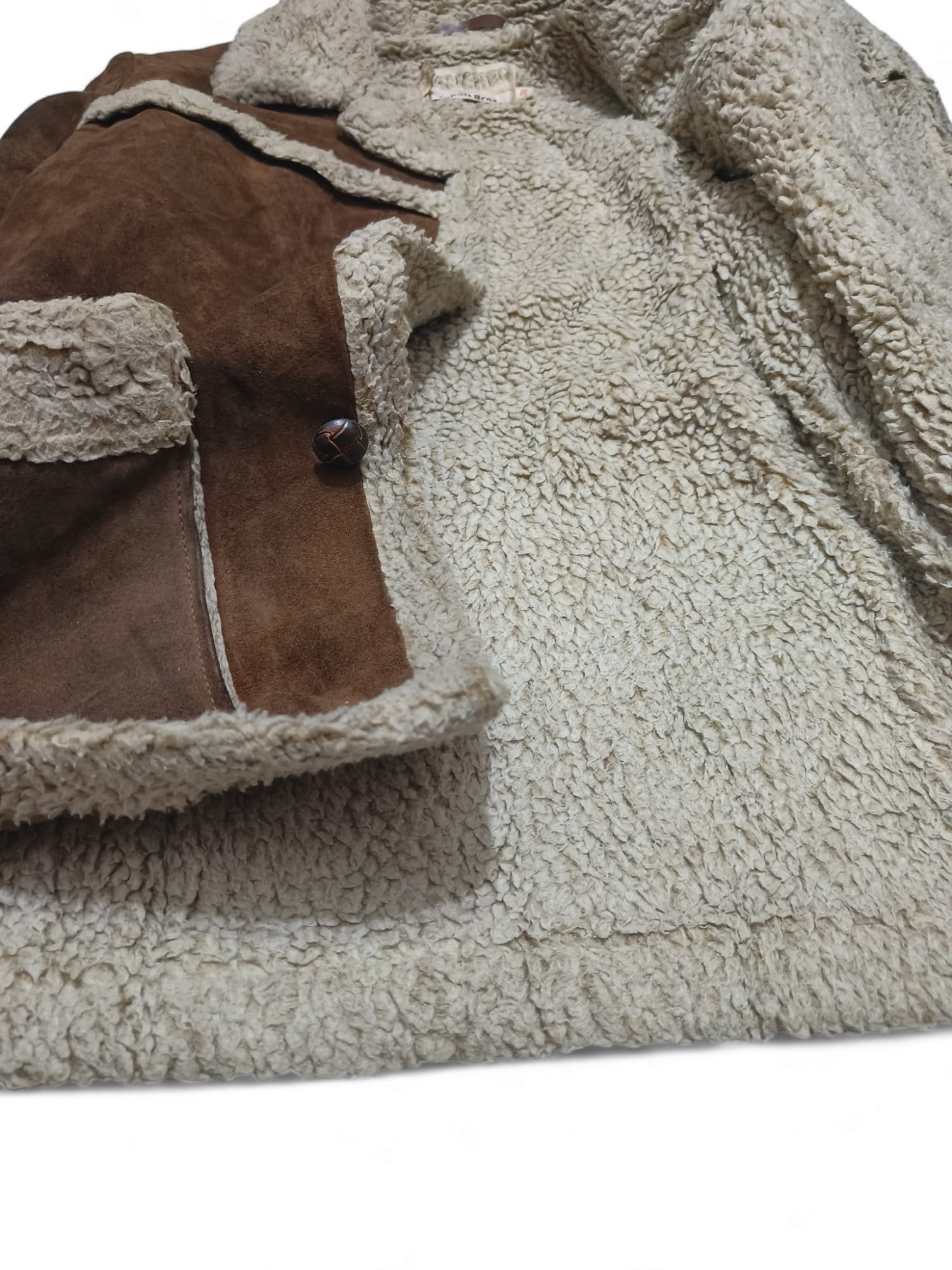 Vintage - 70s Schott Bros Suede Rancher Coat: Shearling Fur Lining