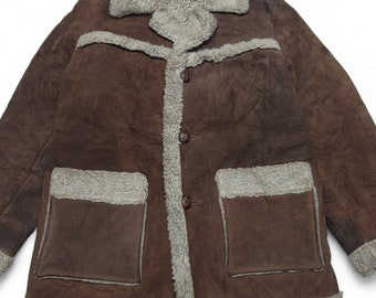 Vintage - 70s Schott Bros Suede Rancher Coat: Shearling Fur Lining