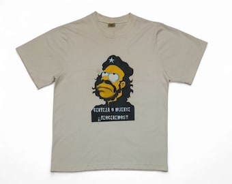 Che "Homero" Guevara Quelle's "Imagen" Cream Tee Shirt / Homer Simpson / The Simpsons / Bart Simpson / Made in Chile / Size S