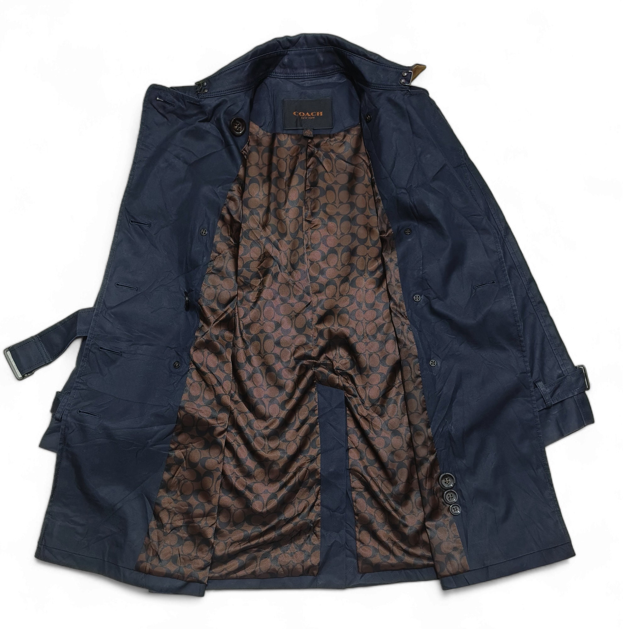 COACH THE TRENCH ネイビー S Vintage COACH New York Women's Navy Trench Coat / Belted / Spy