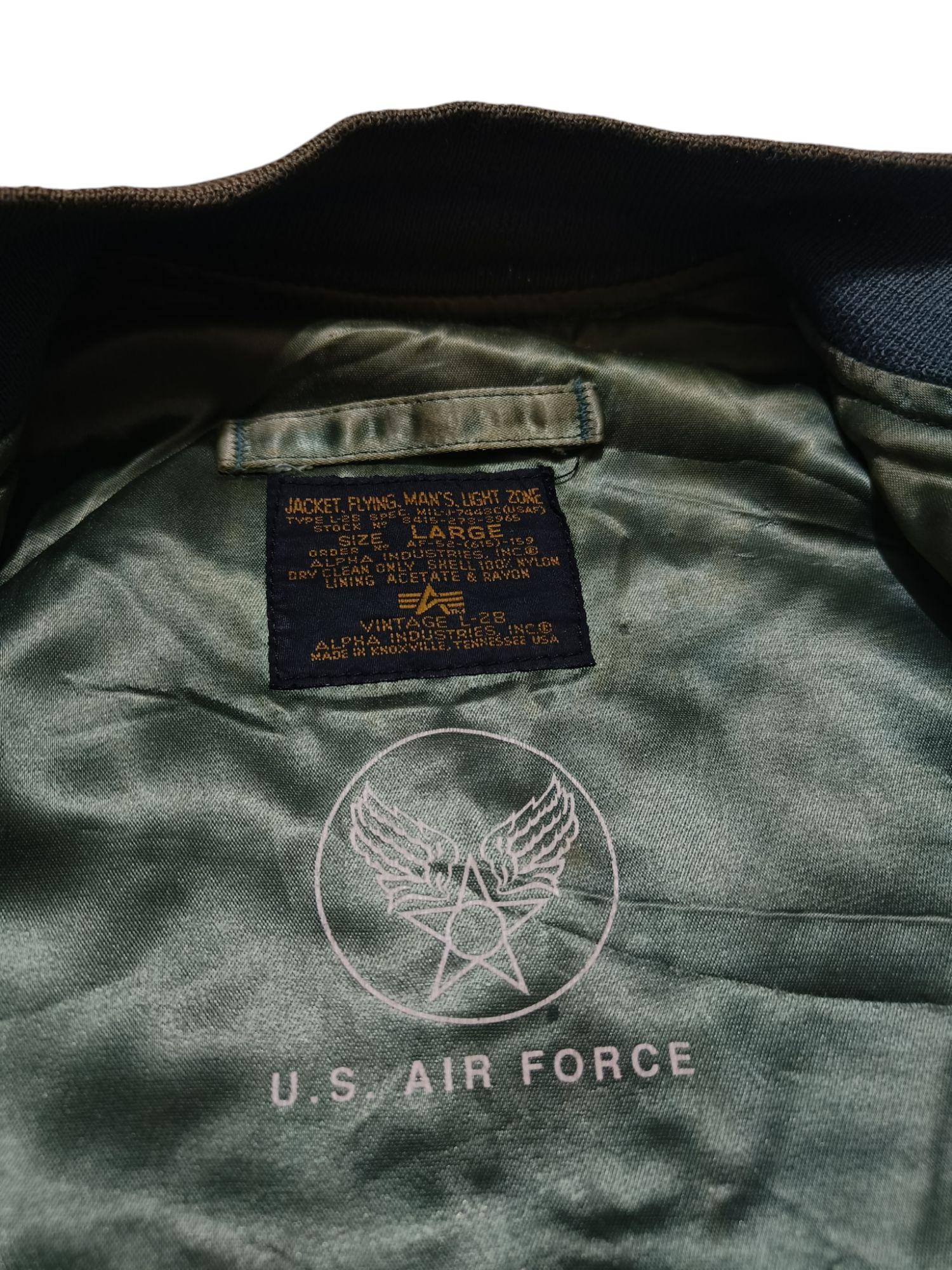 Vintage 90s Alpha Industries L-2B Flight Jacket, Made in USA, Size
