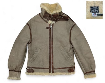 Vintage - 80er Jahre Avirex B-3 Shearling Schaffell Lederjacke - Größe 40