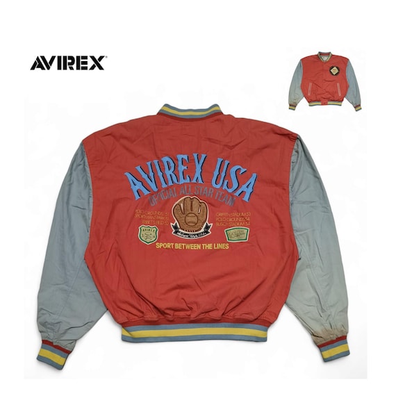【90s・ヴィンテージ】AVIREX VARSITY レザージャケット　オレンジ AVIREX leather jacket, Black Lions vintage varsity coat 90s