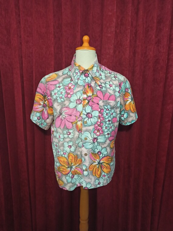 Beautiful vintage 50s K Mart Floral Flower Print … - image 6