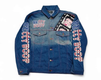Rare Item! Vintage 90s Betty Boop Sixty Years Denim Trucker Jean