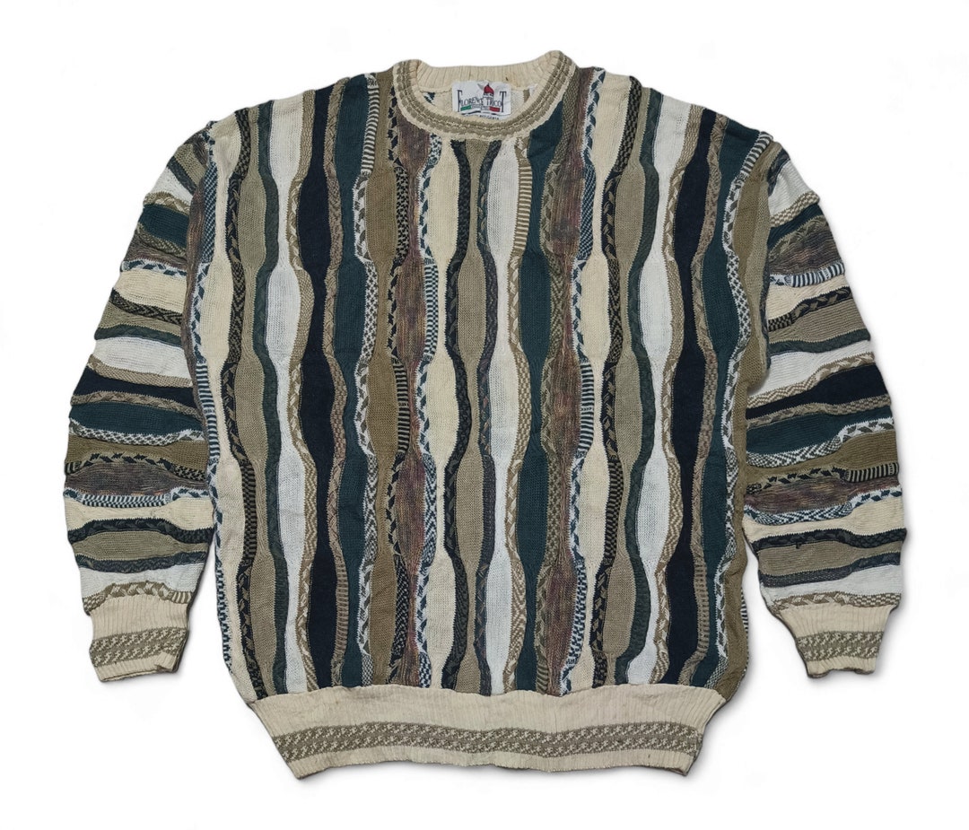 Vintage 90s FLORENCE TRICOT Coogi Inspired Biggie Bill Cosby Notorious Knit Cotton Acrylic