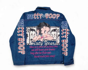 Rare Item! Vintage 90s Betty Boop Sixty Years Denim Trucker Jean