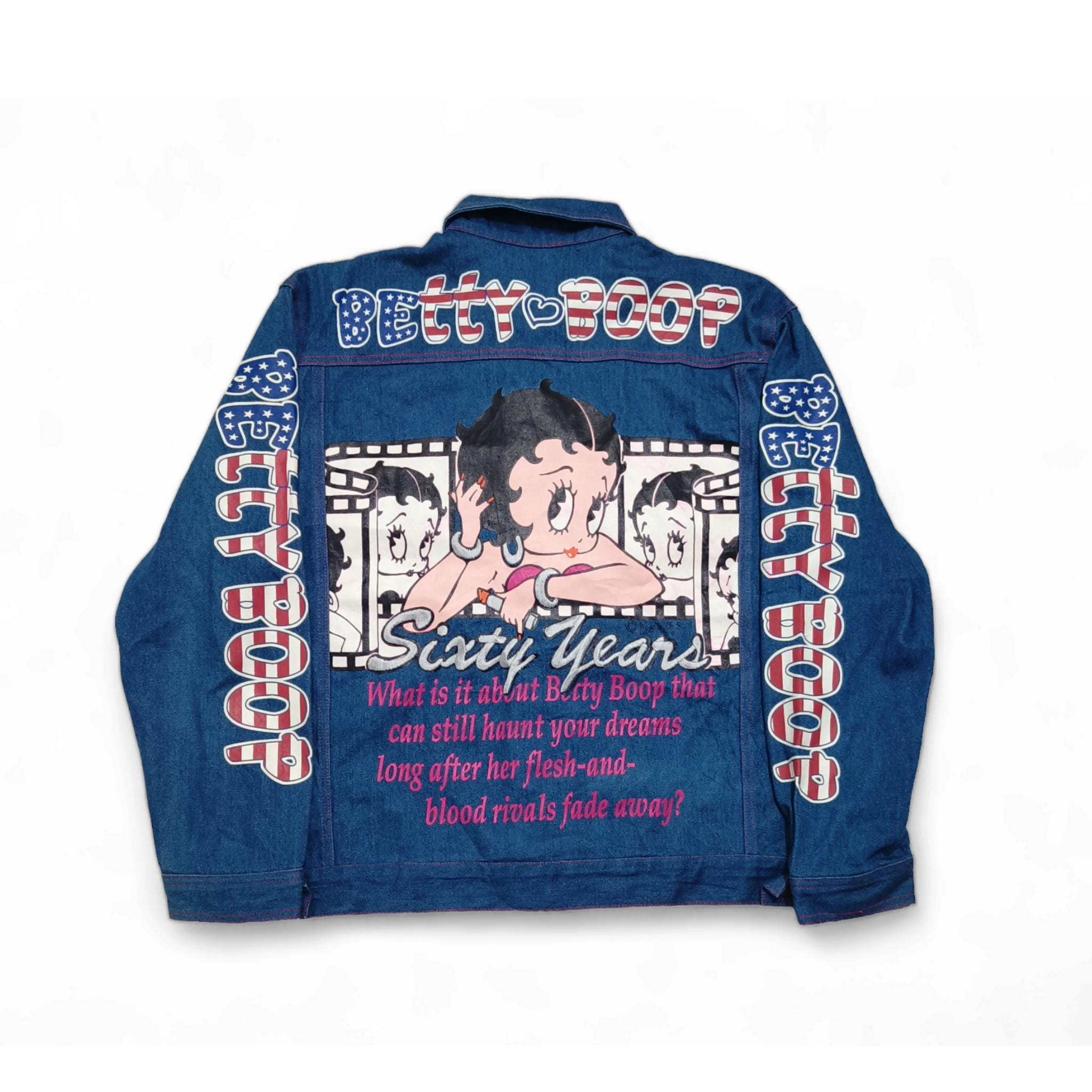Rare Item! Vintage 90s Betty Boop Sixty Years Denim Trucker Jean