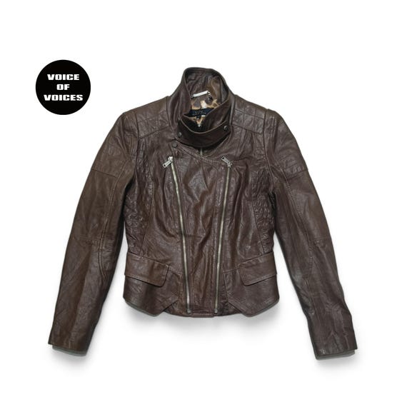 Vintage Y2K Women's VOV Voice of Voices Sheepskin Brown