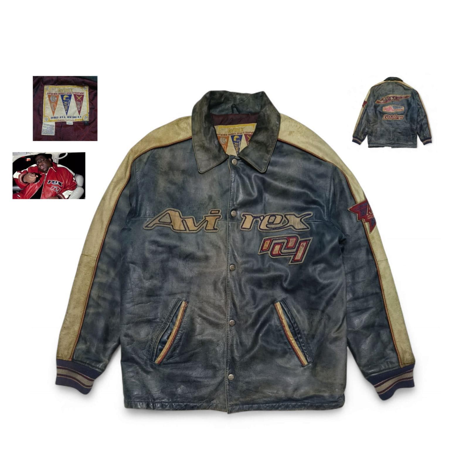 Vintage - 90s AVIREX Notorious B.I.G. Leather Jacket - Hip