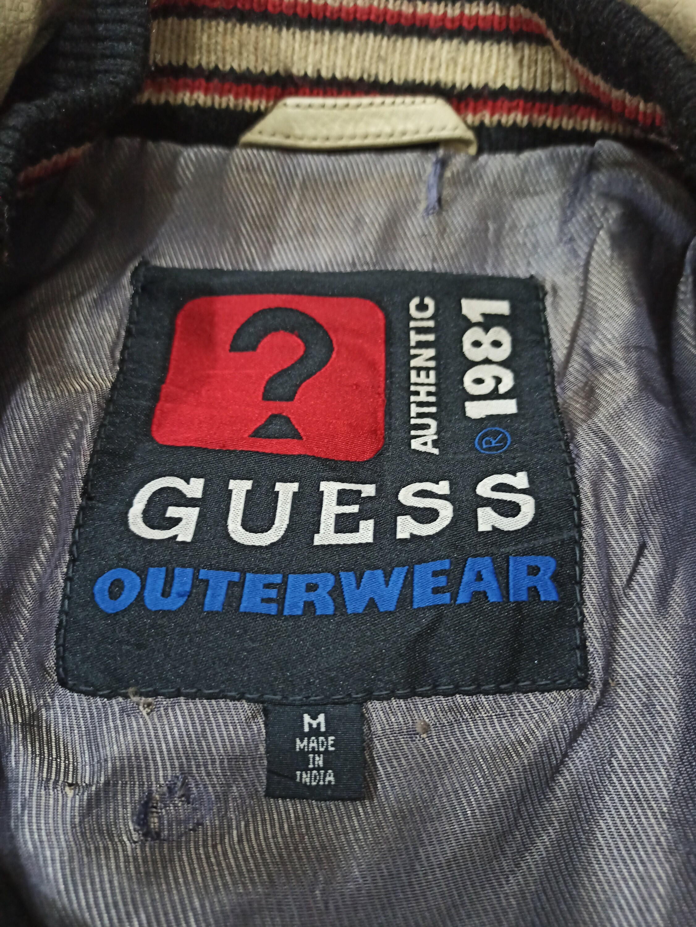 OLD GUESS　アメリカンチーム　袖レザー　刺繍　ヴァーシティージャケット Guess VINTAGE GUESS LEATHER VARSITY JACKET | Grailed