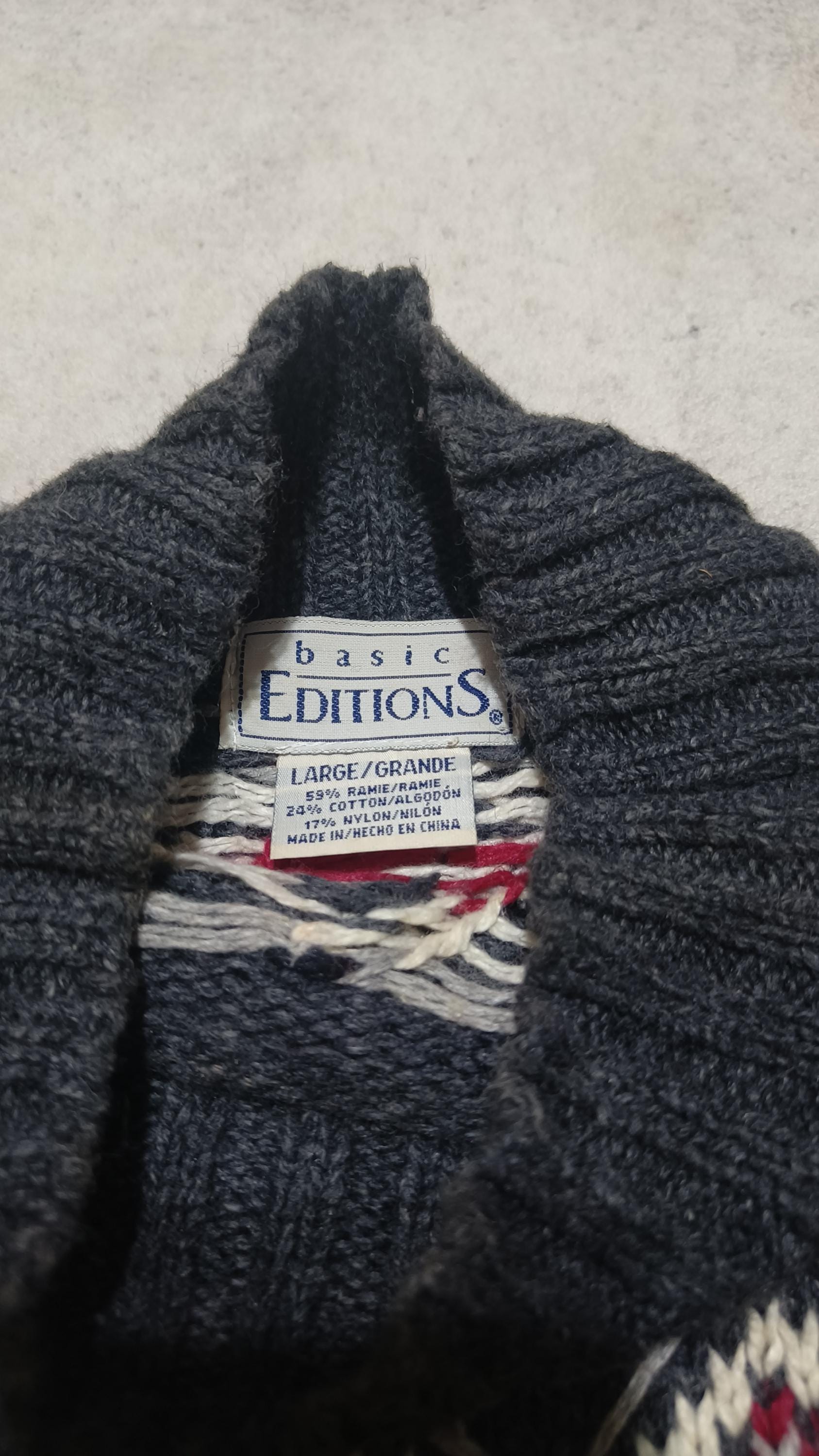 Vintage - 80s Knit Ramie Cotton Turtleneck Sweater: Ethnic Striped