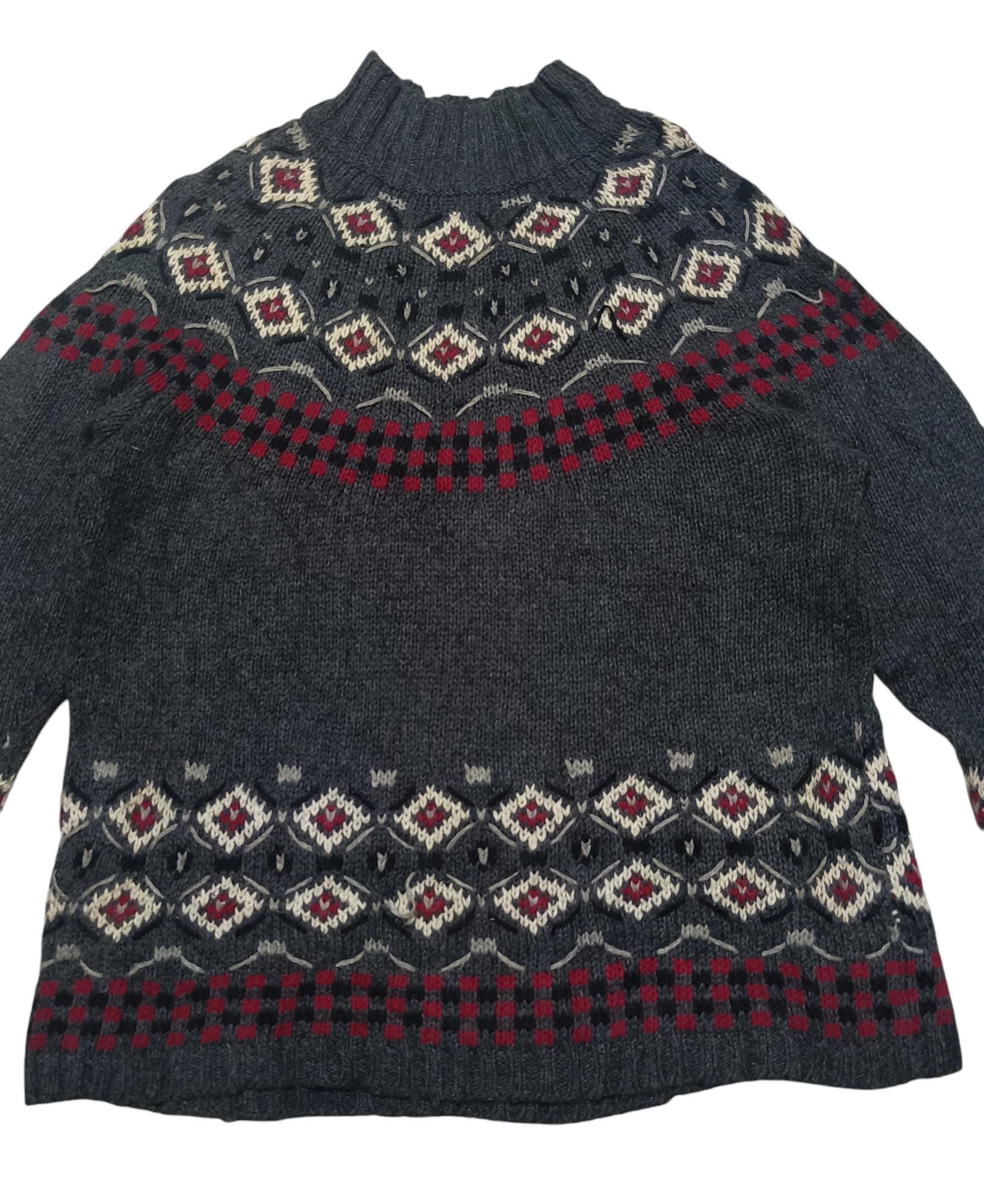 Vintage - 80s Knit Ramie Cotton Turtleneck Sweater: Ethnic Striped