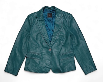 Vintage Y2K Women's ROBO Sheepskin Green Blazer Leather Jacket