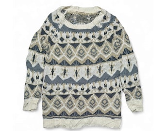 Vintage - 90s Garage Aztec Knit Sweater - Size S