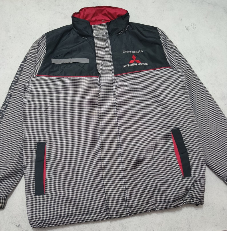 Vintage 90s Mitsubishi Motors Ralliart JDM Racing Long Coat Jacket With ...
