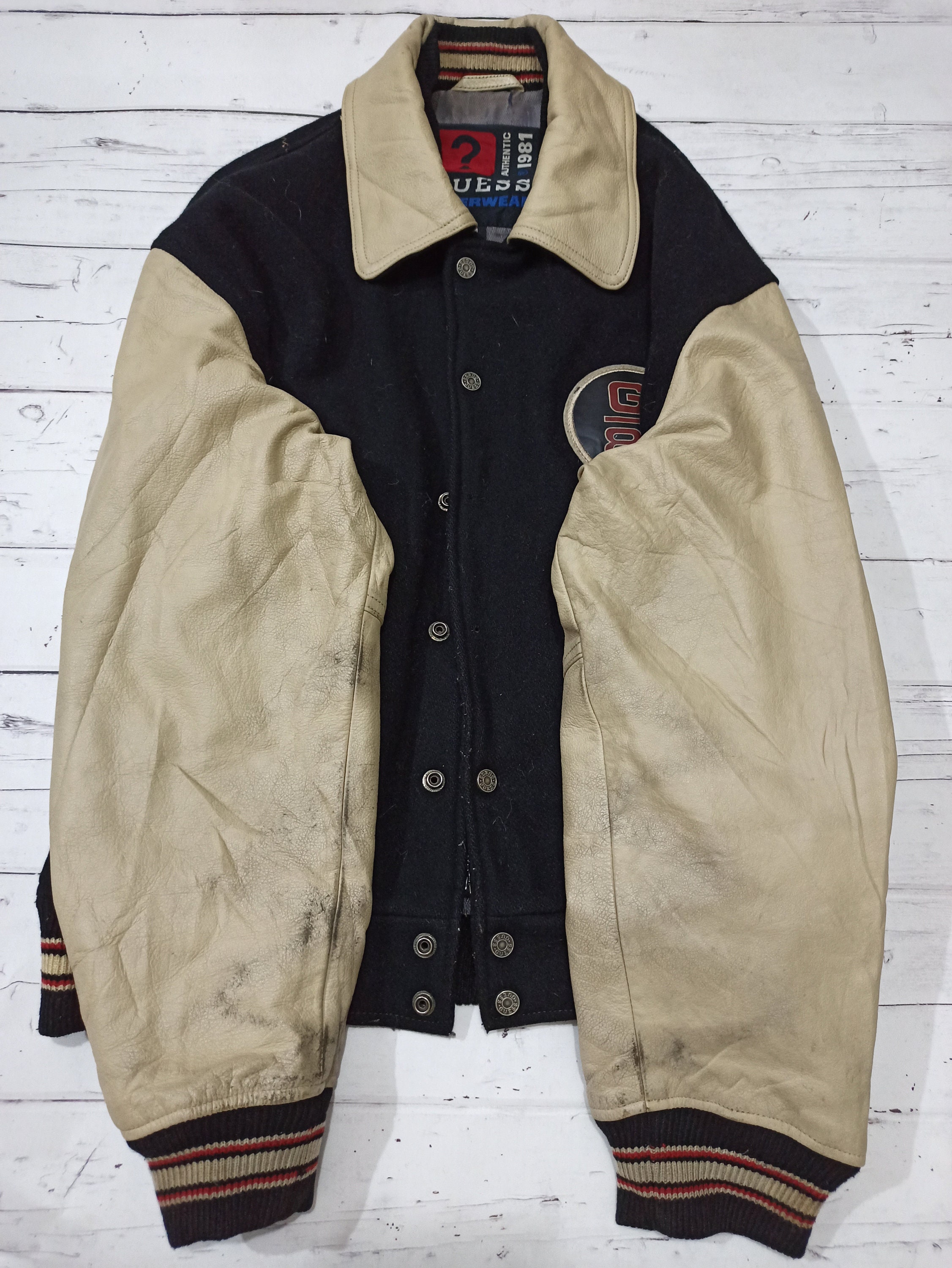 Vintage Guess USA Retro Classic Letterman Jacket Leather - Etsy UK