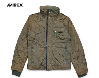 Chaqueta de vuelo vintage Avirex Military USA descolorida con capucha oculta