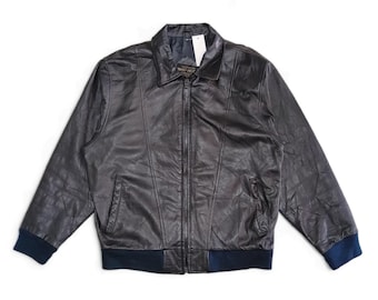 Vintage Mac Hope Japanese Bomber Fashion Black Leather Jacket