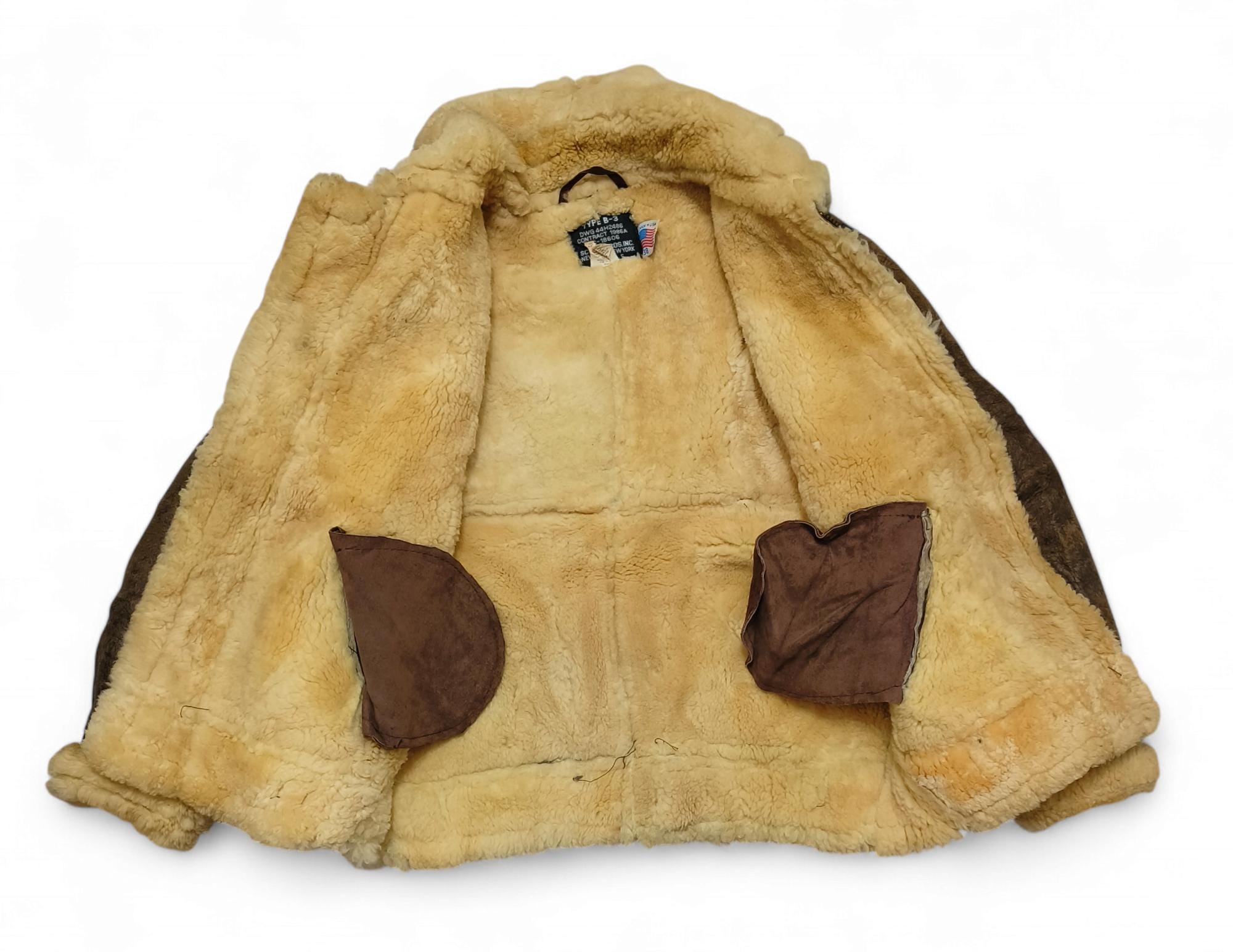 Vintage 70s Schott Bros. Inc New York USA Type B-3 Shearling