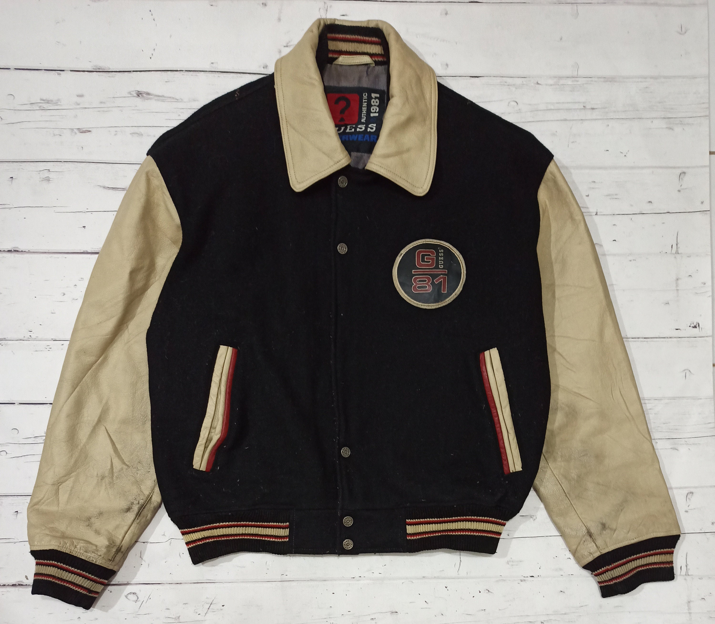 Vintage Guess USA Retro Classic Letterman Jacket Leather - Etsy UK