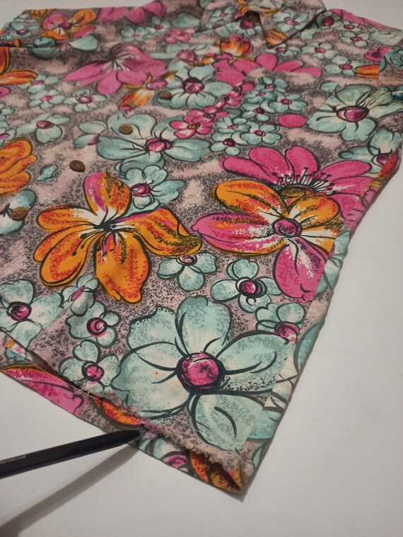 Beautiful vintage 50s K Mart Floral Flower Print … - image 10