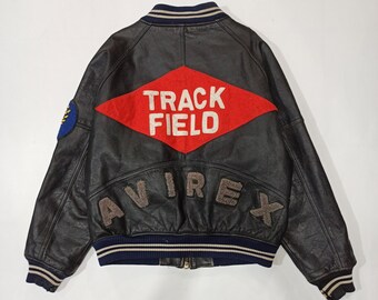Vintage Avirex USA TRACK FIELD Leather 
