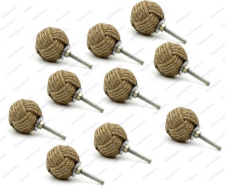 Jute Rope Door Knobs Set of 12//Pull and Push Handle Knobs for Cabinets
