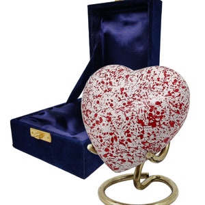 Heart Keepsake Cremation Urn for Human pet Ashes Red and white Heart Shaped Perfect for Adults & Infants Your Loved One with Stand and Box