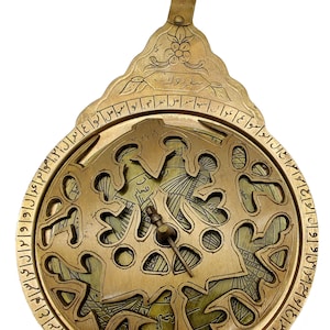 9 "hängender Messing Arabischer Astrolabium Maritimer Astrologischer Navigationskalender Replik Schöne Handkalligraphie auf Arabisch für Wohnkultur