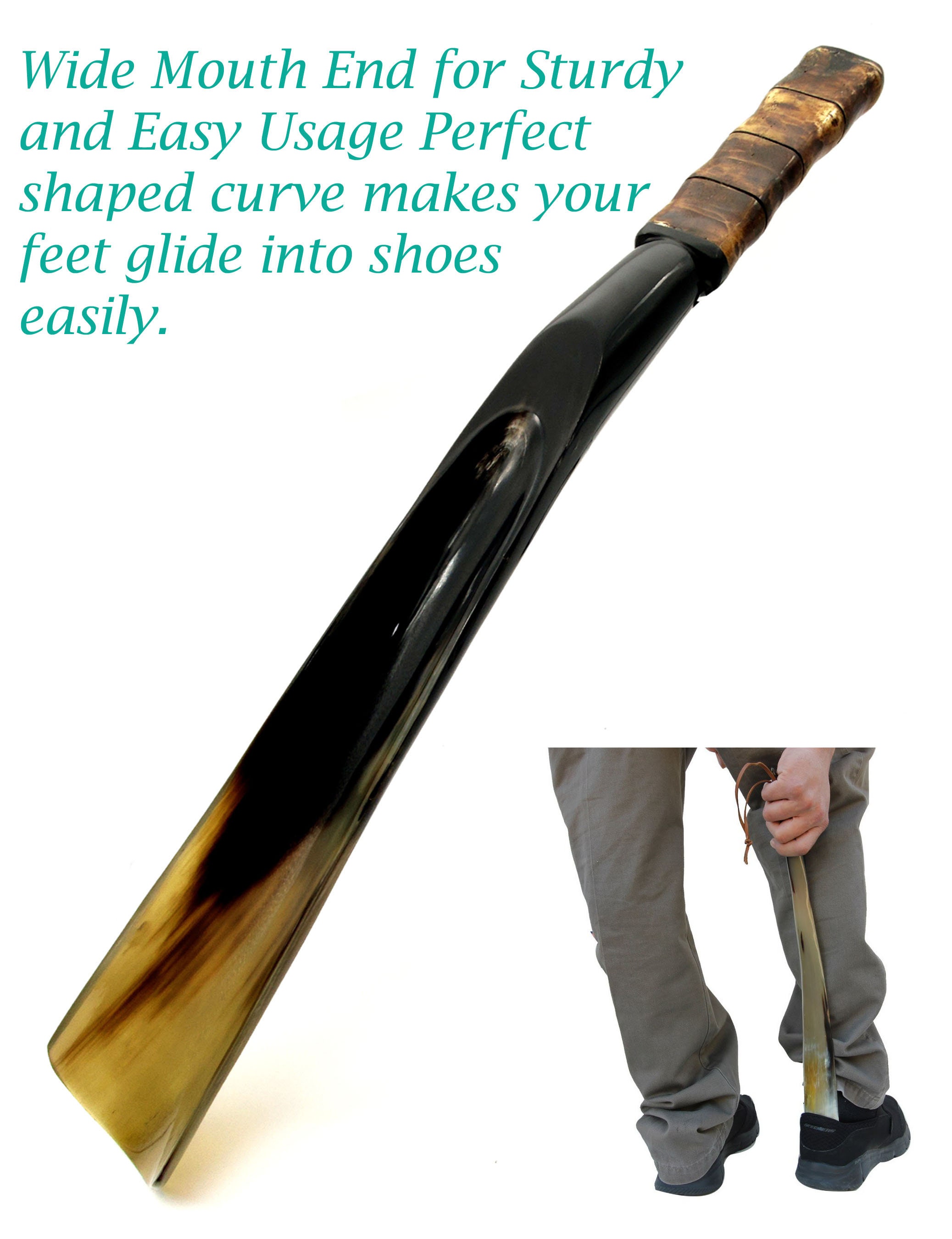Shoe Horn Made With Real Horn Handmade. Easy Grip Long Handle Etsy