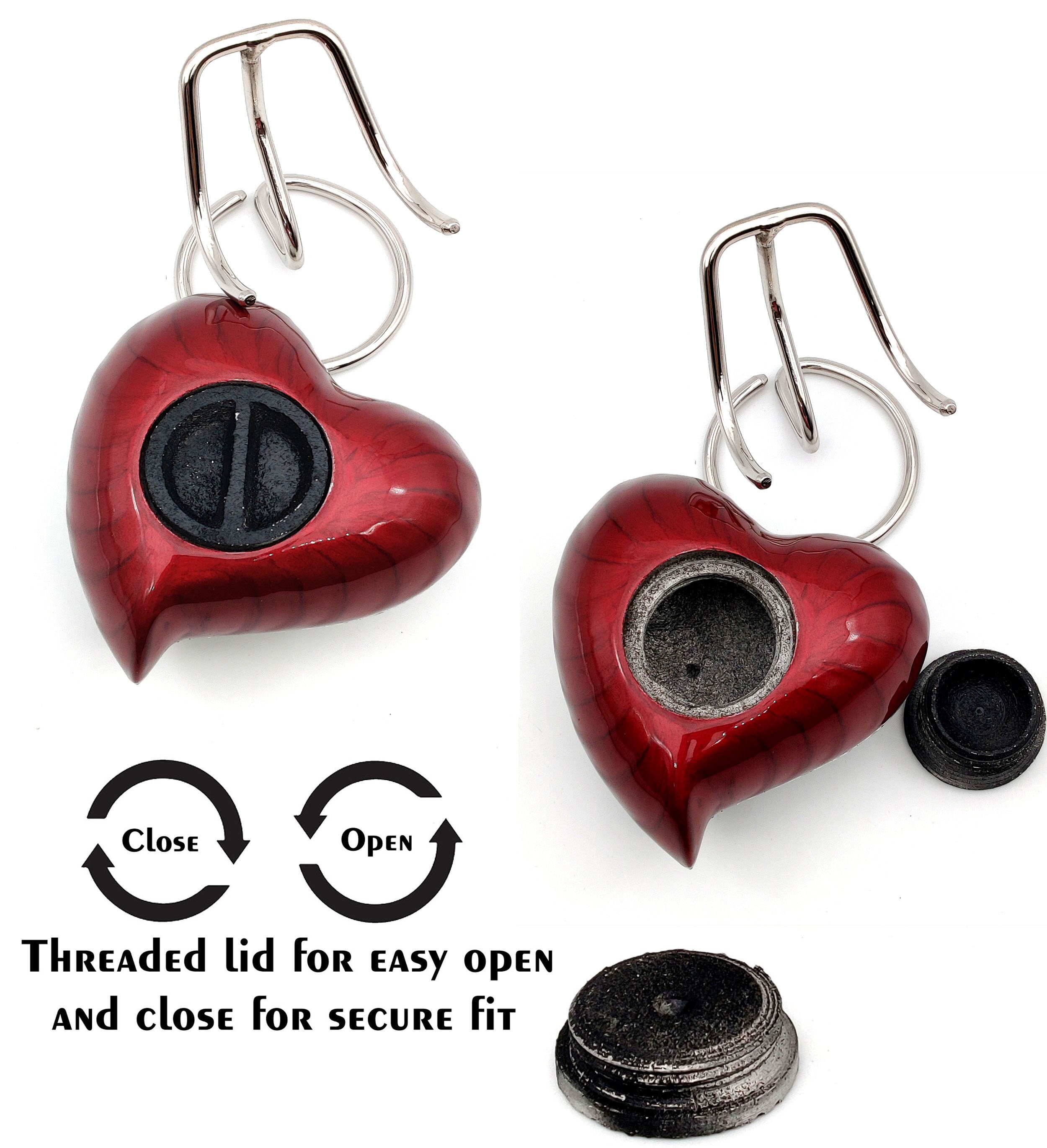Rode designer crematie-urn voor as, aandenken hart urn met zwarte doos en messing standaard, mini-urn voor je geliefde volwassene en begrafenis begrafenis