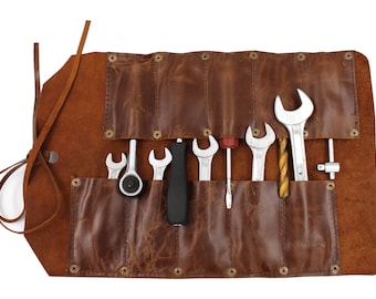 handmade leather tool roll
