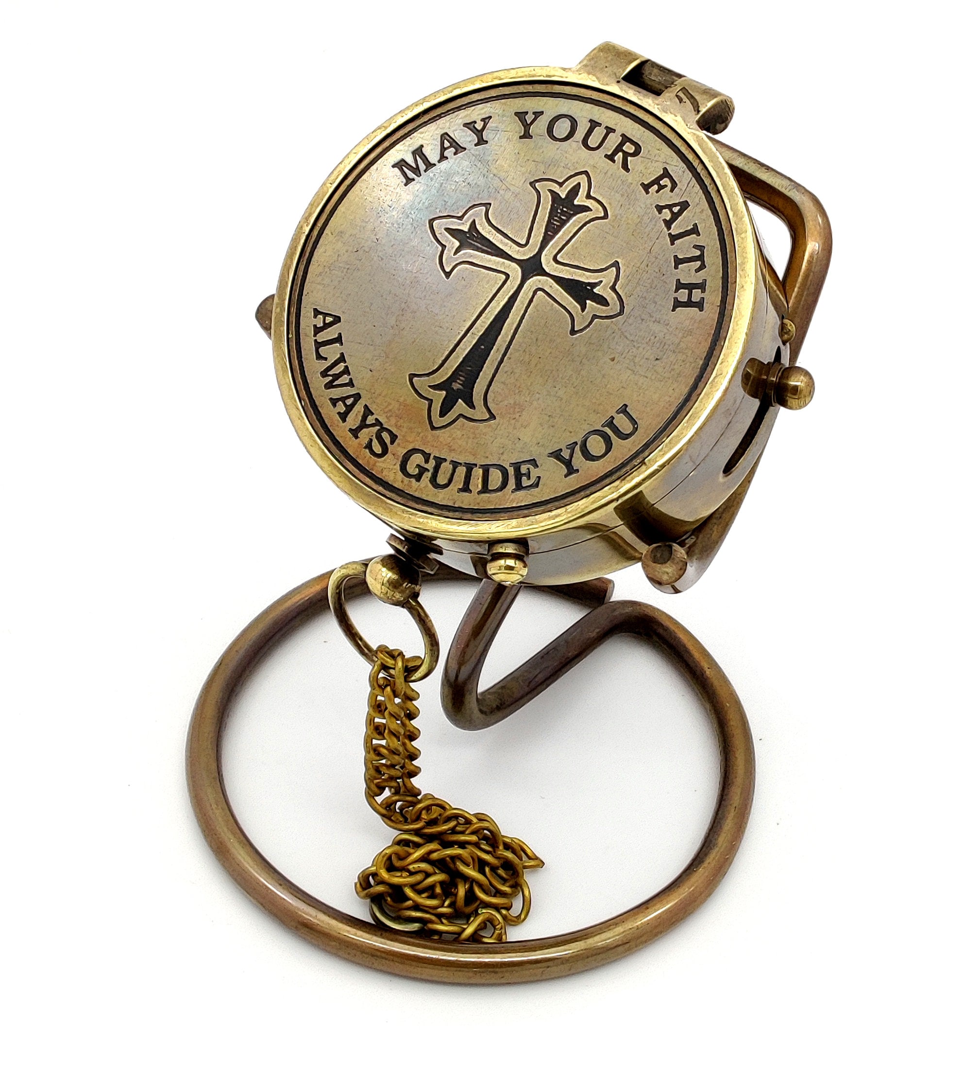 Birthday The Perfect Baptism Gift Missionary or Confirmation Gift Heavenly Gift of Faith God is My Guide Compass with Display Stand-Unique Uplifting 