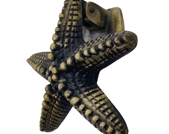 Cast Iron Starfish Door Knocker, Antique Finish Nautical Decorative Hardware