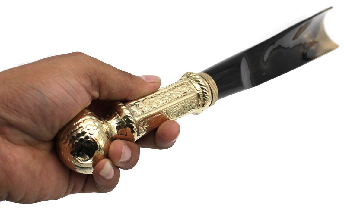 Shoe Horn Made With Real Horn Handmade Easy Grip Long Brass Etsy