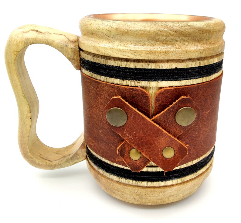 Handmade wooden Beer copper Mug Stein OldFashioned Barrel Etsy