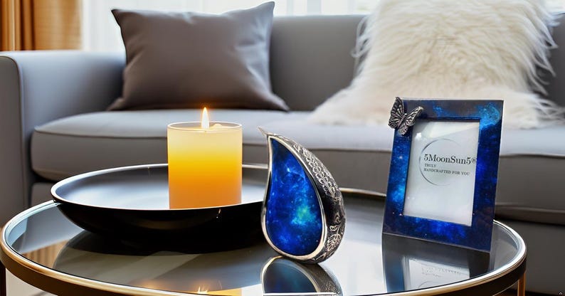 Galaxy Teardrop-urnen voor menselijke as Begrafenis-urn met fluwelen zakje, aandenken-urn voor je dierbaren Star Sky 6'' afbeelding 14