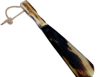 Shoe Horn Made with Real Horn Handmade. Home or Travel Use. Shoehorn for Men or Women Shoes & Boots. Best Gift Idea. (9''Bone)