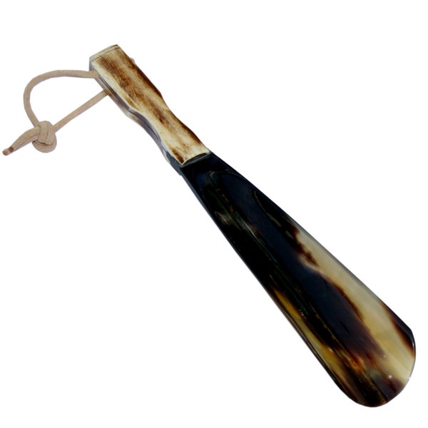 Shoe Horn Made with Real Horn Handmade. Home or Travel Use. Shoehorn for Men or Women Shoes & Boots. Best Gift Idea. (9''Bone)