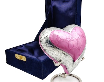Heart Keepsake Cremation Urn for Human pet Ashes Pink Heart Shaped Perfect for Adults & Infants Your Loved One with Stand and Box