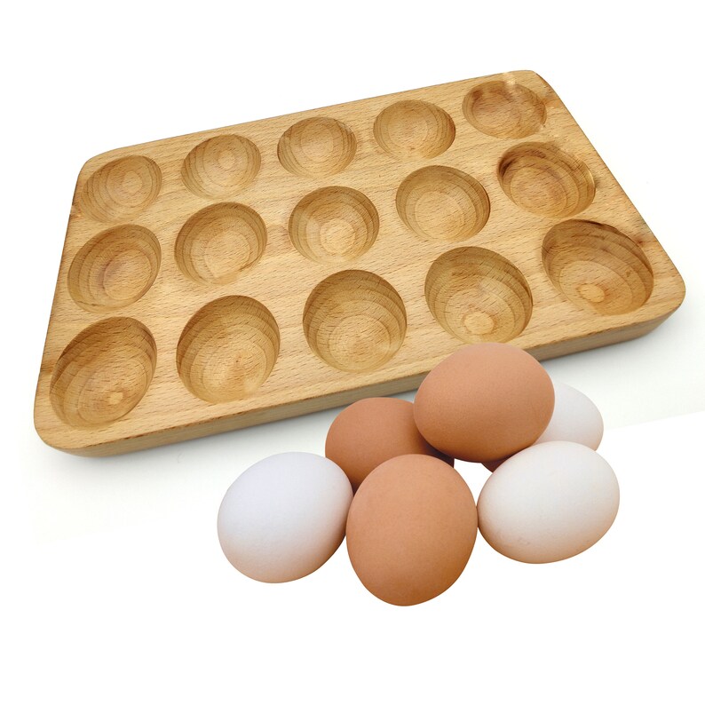 Handmade Egg Tray Wooden Egg Holder for 15 Eggs Usable in Etsy