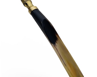 Handmade Real Horn Shoe Horn with Easy Grip Brass Handle