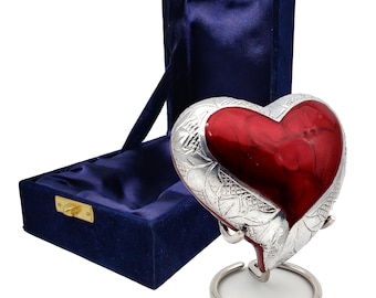 Heart Keepsake Cremation Urn for Human pet Ashes Red Heart Shaped Urn Perfect for Adults & Infants Your Loved One with Stand \ Premium Box