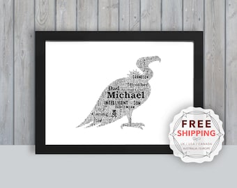 Personalized Vulture Word Art Print: Unique Framed Gift Brd045