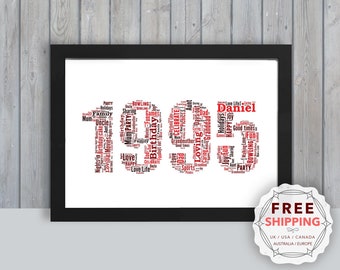 【専用】No.26053031 オーダー品です♫ Personalized 30th Birthday Word Art Print: 1995 Keepsake Gift