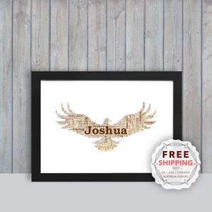 Personalized Eagle, framed wall art gift, keepsake, Unique print - For Her, Him, Friend, Husband, Mom, Mum, Dad, A5, A4, A3 Brd040